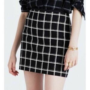 Madewell Women's Black White Check Cotton Casual Mini Skirt Office‎ Siren Size 8